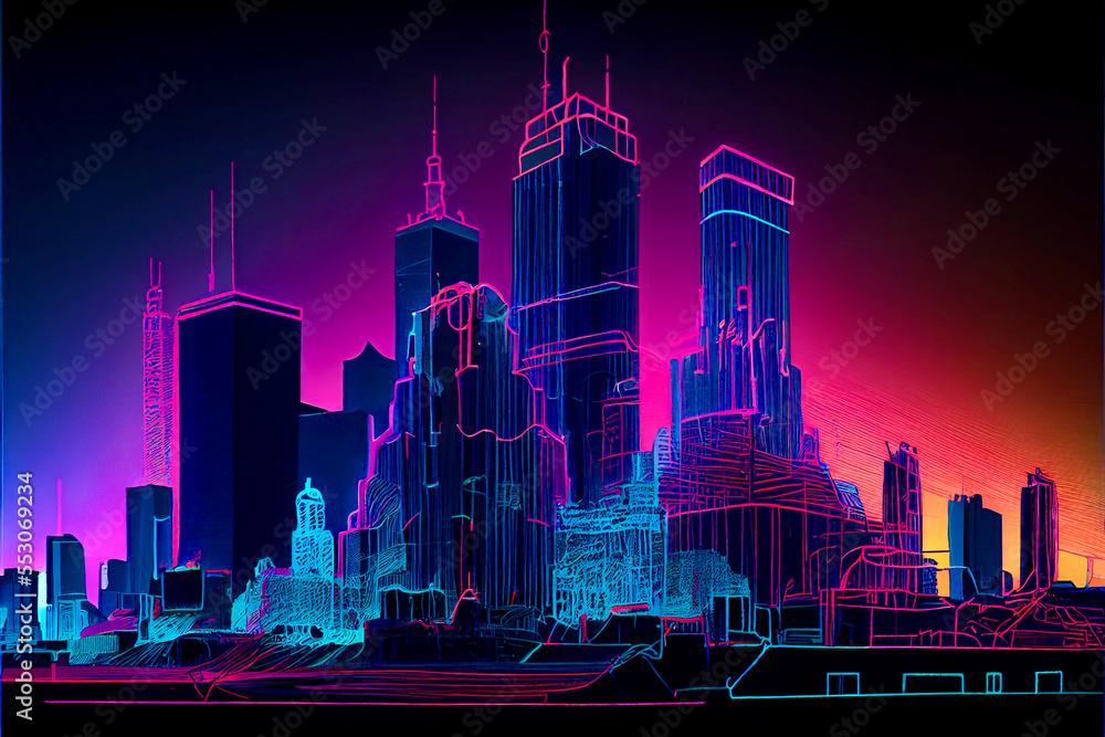 Obraz premium Generative AI abstract render of a fantasy skyline