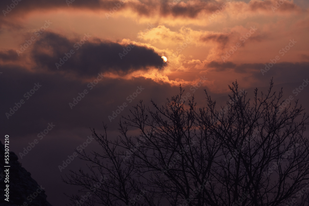 November sunset high in the mountains