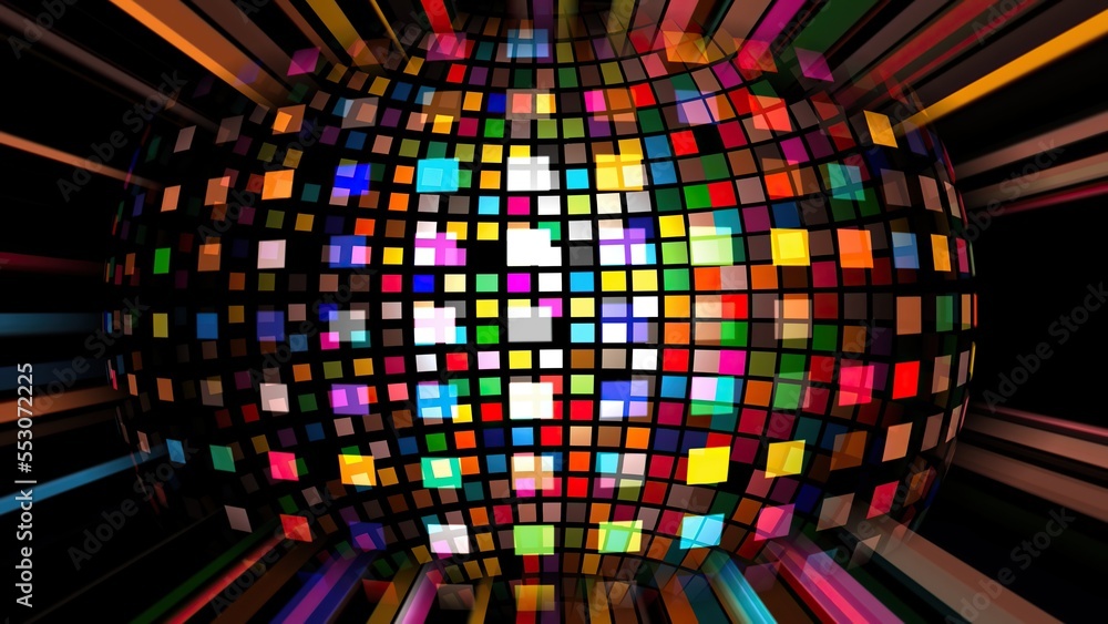 Obraz premium Colorful pixels on rotating sphere