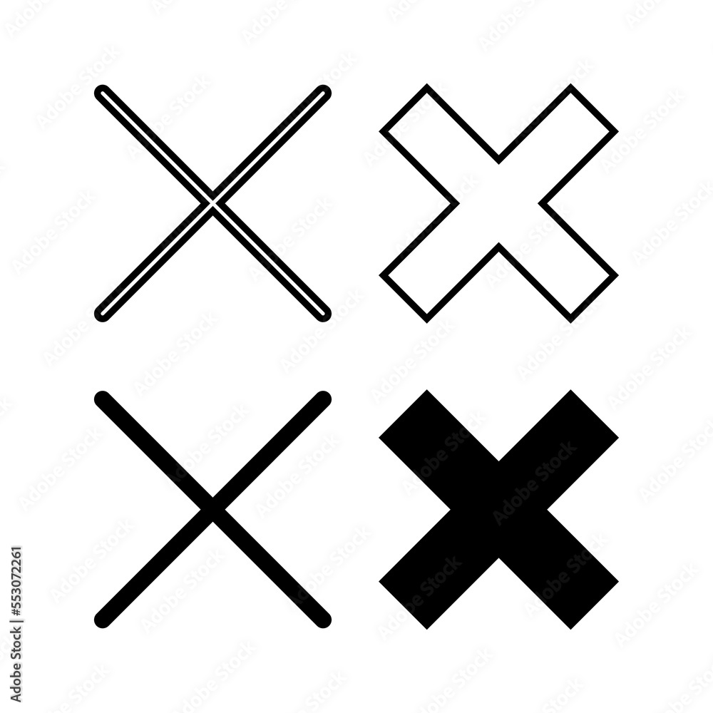 Close icon vector for web and mobile app. Delete sign and symbol. cross sign Close icon vector for web and mobile app. Delete sign and symbol. cross sign