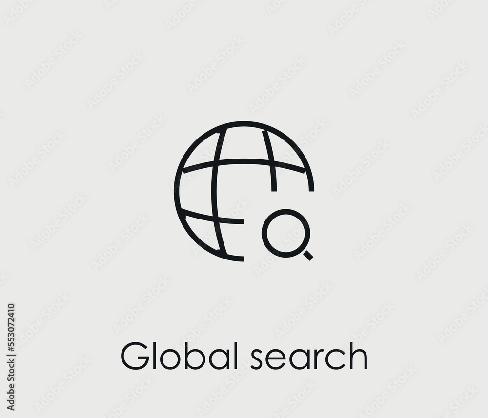Global search vector icon. Editable stroke. Symbol in Line Art Style for Design, Presentation, Website or Mobile Apps Elements, Logo.  Search symbol illustration. Pixel vector graphics - Vector