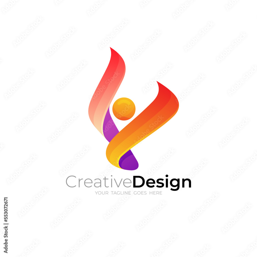 Abstract people logo and fire design vector, human care, charity Abstract people logo and fire design vector, human care, charity