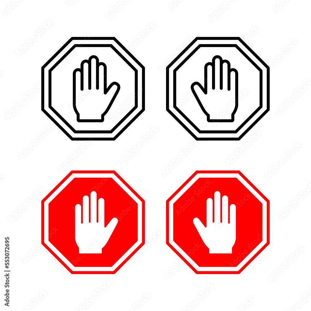 Stop icon vector for web and mobile app. stop road sign. hand stop sign and symbol. Do not enter stop red sign with hand Stop icon vector for web and mobile app. stop road sign. hand stop sign and symbol. Do not enter stop red sign with hand