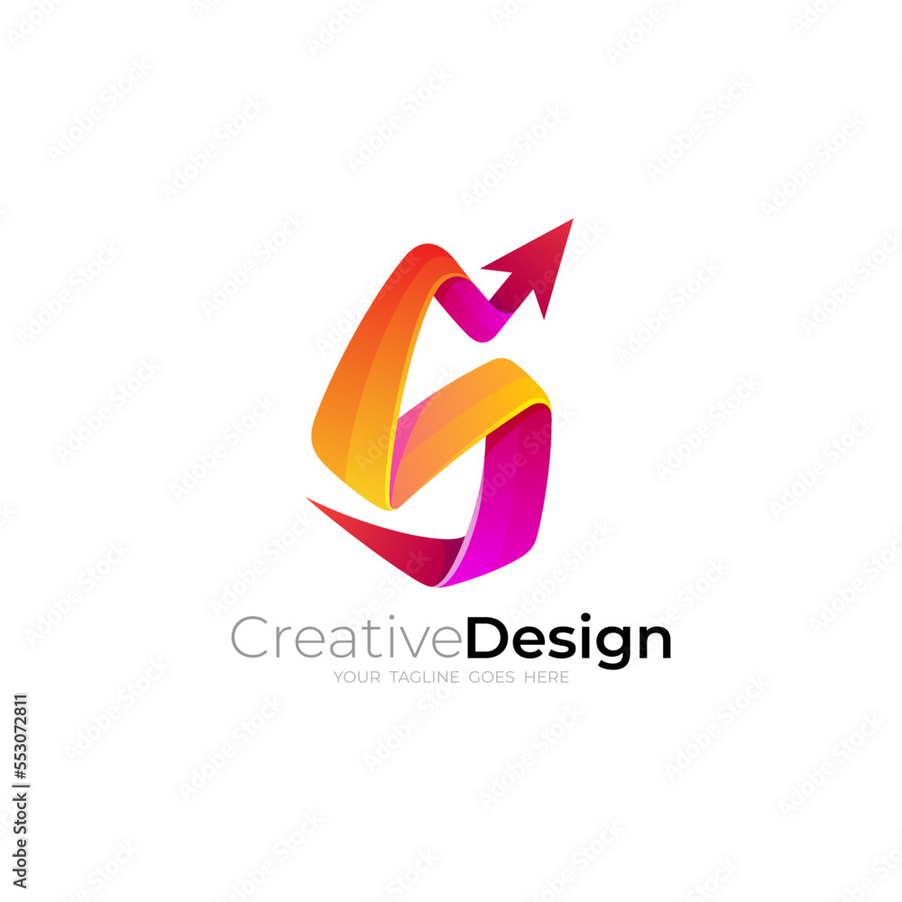 Modern letter S logo and arrow design vector, red color Modern letter S logo and arrow design vector, red color