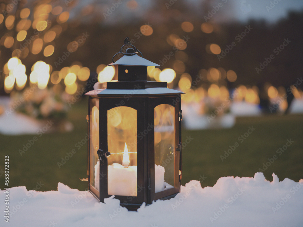 christmas lantern in the snow christmas lantern in the snow