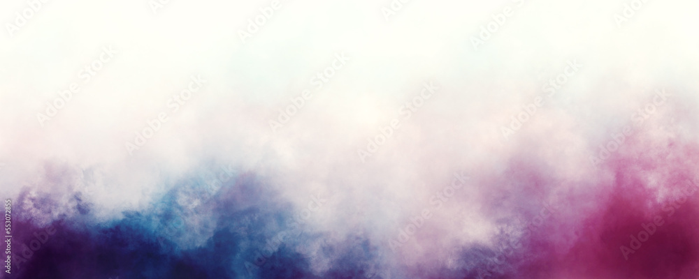 Abstract blue purple colour smoke or fog on white background colorful artistic watercolor gradient paint cloud mist smog fume vapor steam effect texture border design element header banner image Abstract blue purple colour smoke or fog on white background colorful artistic watercolor gradient paint cloud mist smog fume vapor steam effect texture border design element header banner image