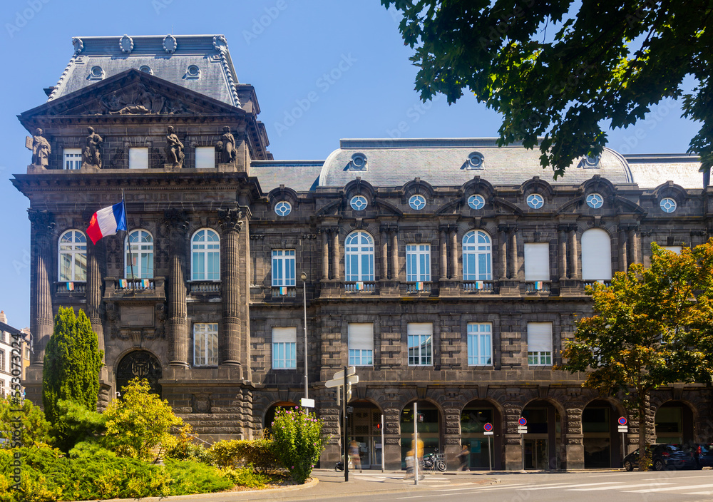 Prefecture building of Puy-de-Dome. Government building in Clermont-Ferrand, Auvergne-Rhone-Alpes region, France.
