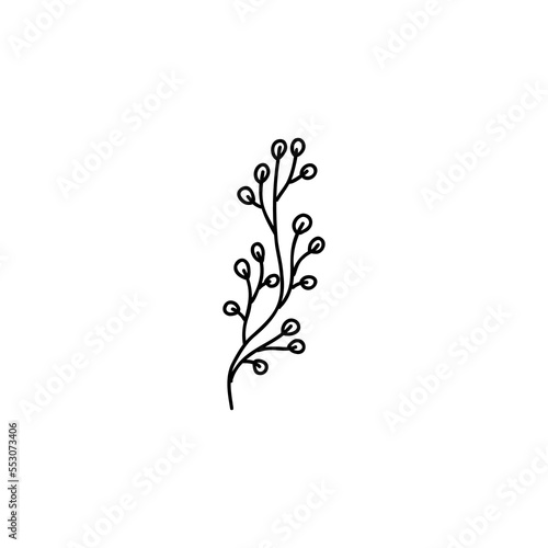 Doodle flower tattoo. Outline floral sketches. Vector hand drawn vintage flowers collection