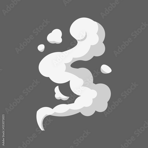 Cartoon smoke cloud. Comic stem effect. Vector fog silhouette set