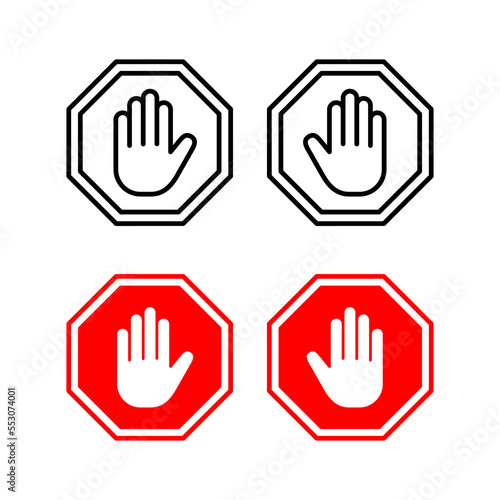 Stop icon vector for web and mobile app. stop road sign. hand stop sign and symbol. Do not enter stop red sign with hand