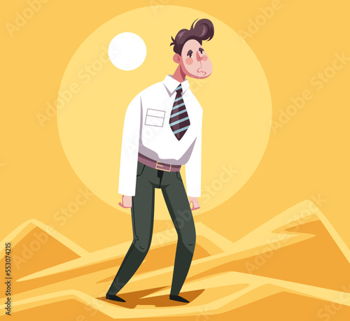 People character under hot weather desert design element vector illustration concept