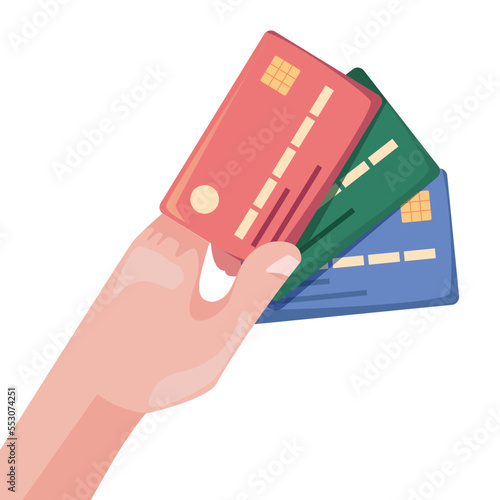Hand holding credit card business design element concept illustration