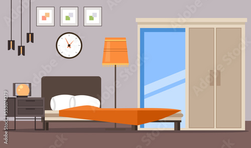 Bedroom interior design room house design element vector illustration concept