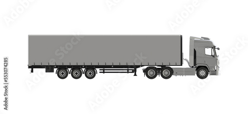 side view of  big Cargo truck for make mockup isolated on empty background