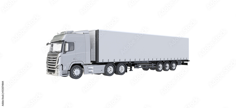 cross view of big Cargo truck for make mockup isolated on empty background	