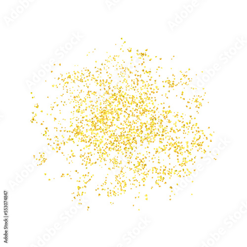 Background plume golden abstract grainy texture, crumbs for background or backdrop. Gold dust. Sand particles grain. Pieces abstract. plume. Jewelry, carefully placed by hand. Jewel confetti. Vector