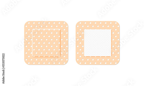 Medical plaster. First aid band plaster strip medical patch. Wound cross plastering band and porous bandage plasterers