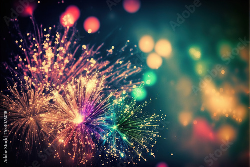 fireworks in the night sky  color background