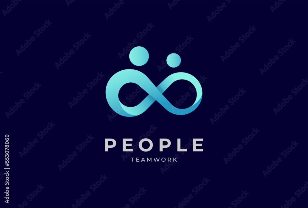 People logo design, human  with infinity icon combination, people  Logo design template, vector illustration - obrazy, fototapety, plakaty 
