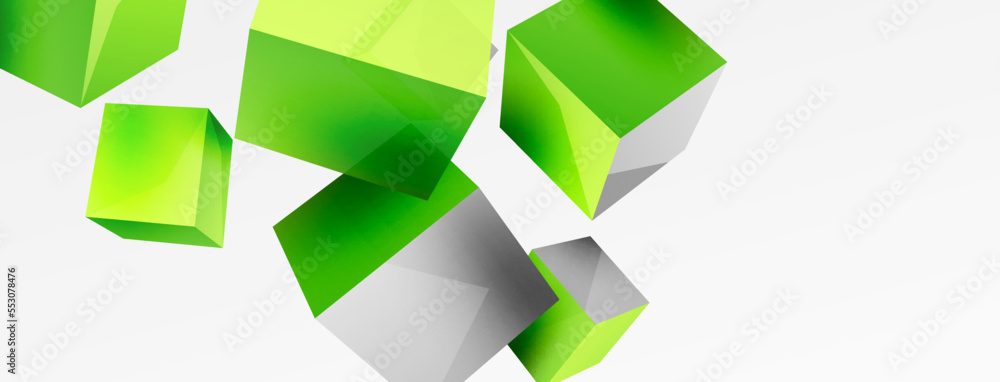 3d vector abstract background. Flying cubes composition. Trendy techno business template for wallpaper, banner, background or landing 3d vector abstract background. Flying cubes composition. Trendy techno business template for wallpaper, banner, background or landing