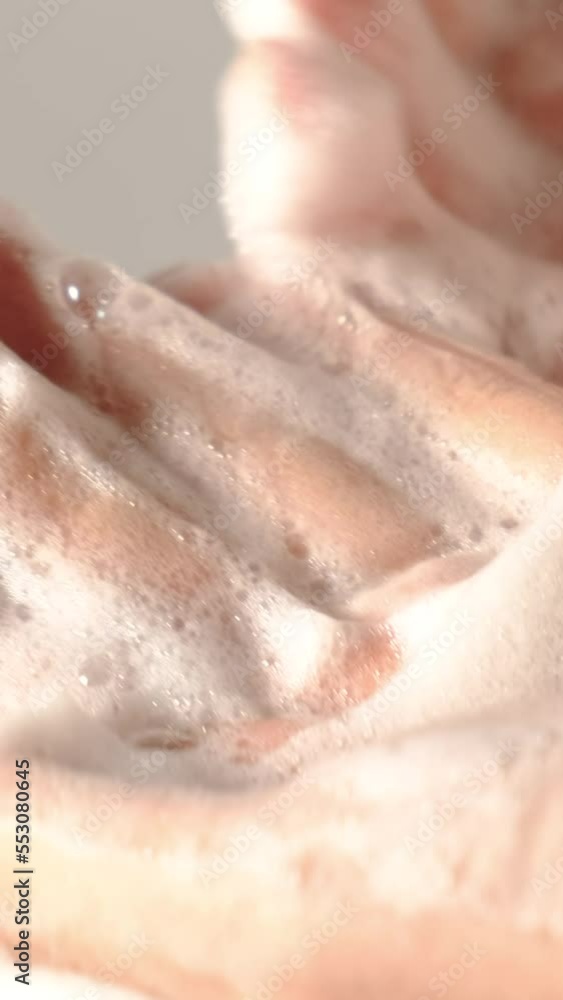 A beautiful woman takes care of her skin at home..Face washing with foaming soap that cleanses the skin. Cleanser, exfoliating soap-scrub for washing with skin care cleanser. A beautiful woman takes care of her skin at home..Face washing with foaming soap that cleanses the skin. Cleanser, exfoliating soap-scrub for washing with skin care cleanser.