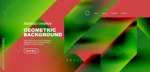 Triangles with fluid gradients, abstract landing page background. Minimal shapes composition for wallpaper, banner, background, leaflet, catalog, cover, flyer