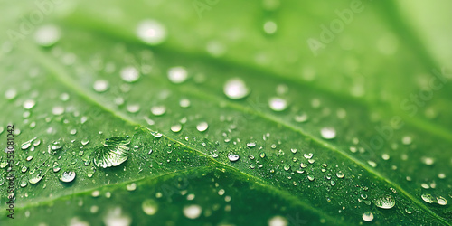 Green leaf background close up view. Nature foliage abstract. Beautifule leave texture. Generative AI.  photo