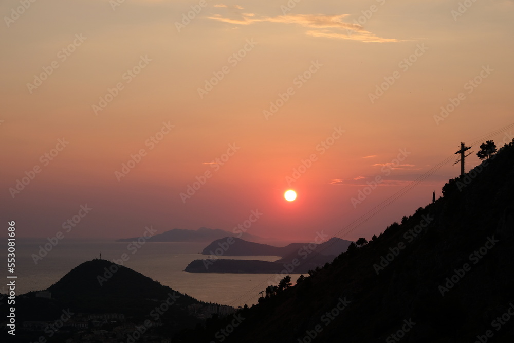 Sunset views from srd hill in dubrovnik Sunset views from srd hill in dubrovnik