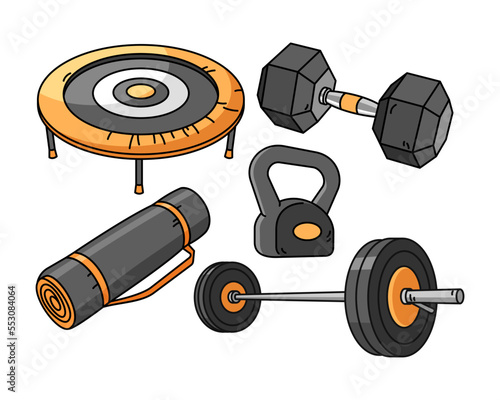 illustration set of gym equipment