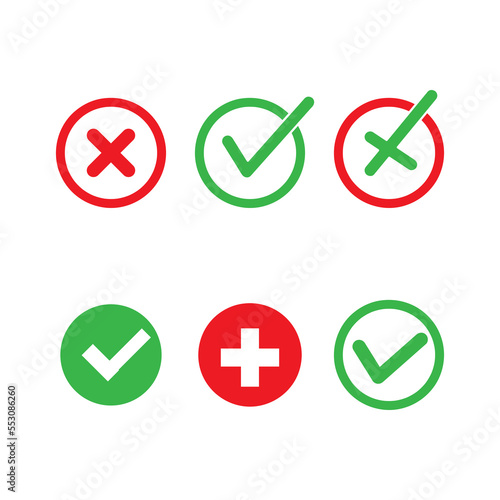 Free Download Green check mark and red cross icon.Set of simple icons in flat style on white background..eps - GFXLoad