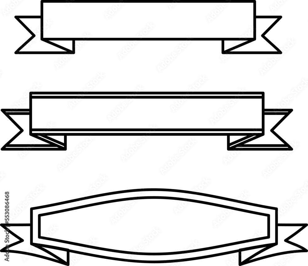  Red banner ribbon vector icon set illustration on white background