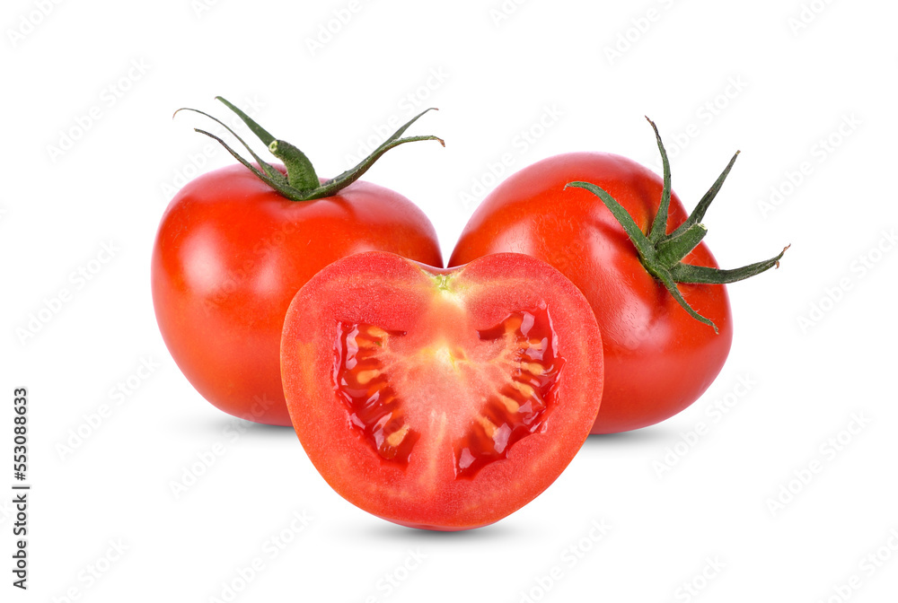 Tomato slices isolated on white background Tomato slices isolated on white background