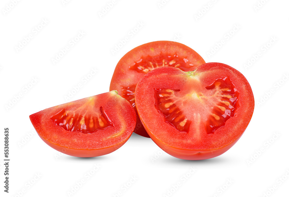Tomato slices isolated on white background Tomato slices isolated on white background