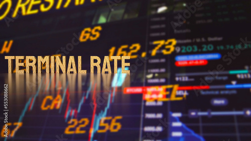 The gold terminal rate on business background 3d rendering