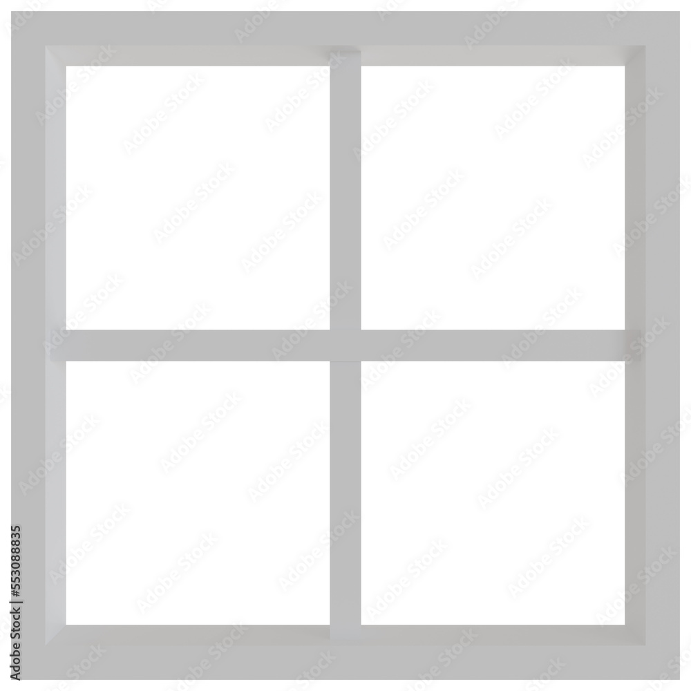 3d rendering of white square window frame. 3d rendering of white square window frame.