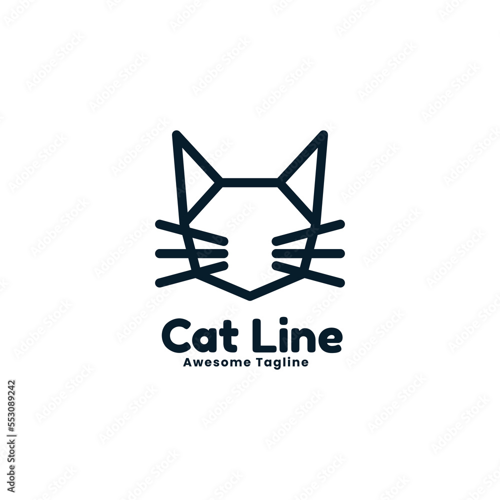 Fototapeta premium Vector Logo Illustration Cat Line Art Style.
