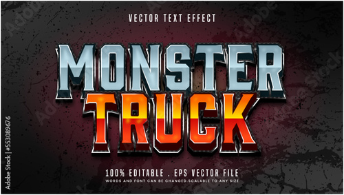 Monster truck 3d editable text effect font style