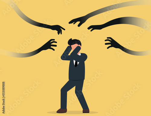 Afraid or negative feeling. depression or panic attack