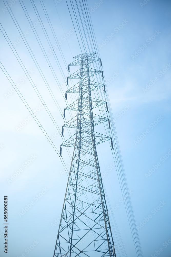 Abstract Defocused Blurred Background electric poles that divide agricultural land in the Cikancung area - Indonesia. Not Focus
