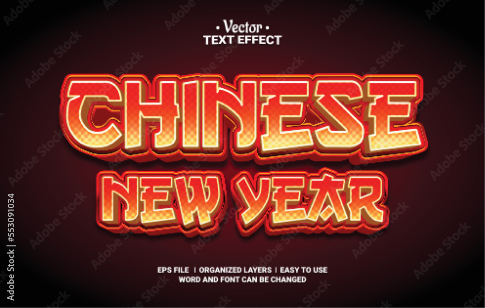 Chinese New Year Editable Vector Text Effect.