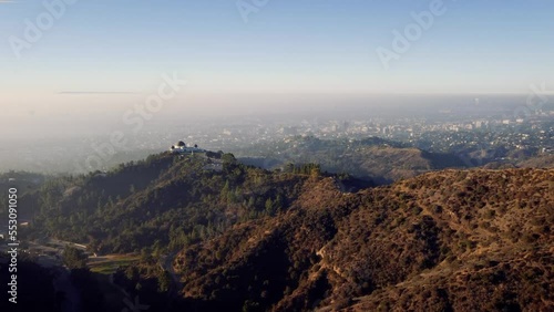 Misty morning over los Angeles along with Griffith observatory with the Westside skyline of the city in the background