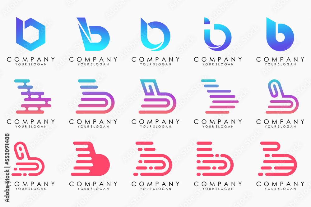 Set of creative letter B logo design template. icons for business of luxury, elegant, simple. Set of creative letter B logo design template. icons for business of luxury, elegant, simple.