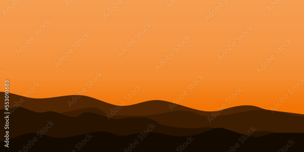 silhouette views of mountains with sunset background silhouette views of mountains with sunset background