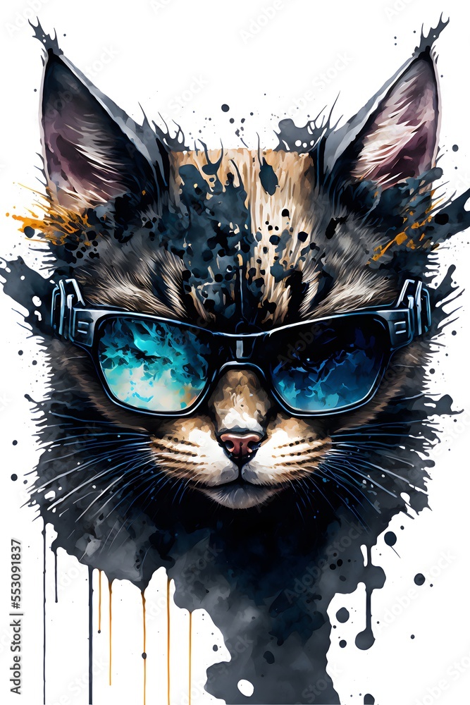 Afleiden Naar boven Lao Stockillustratie A cool and confident rockstar cat is rocking out with  their shades and leather jacket. They are ready to take on the world and  make some serious noise | Adobe Stock