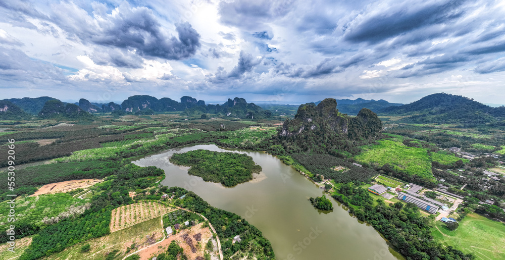 Aerial view of Nong Thale lake in Krabi, Thailand