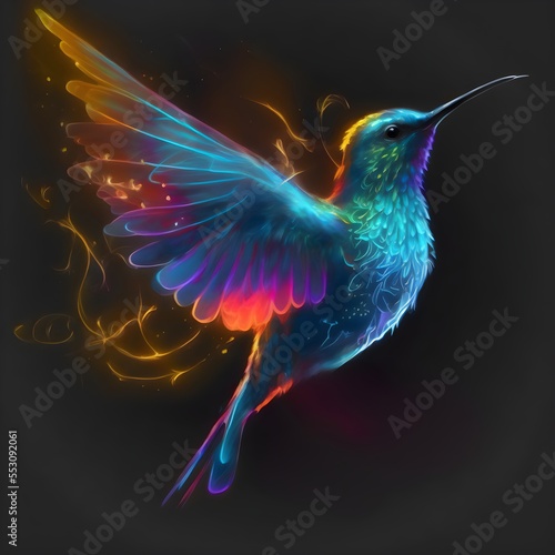 A beautiful neon colored humming bird © Mauro