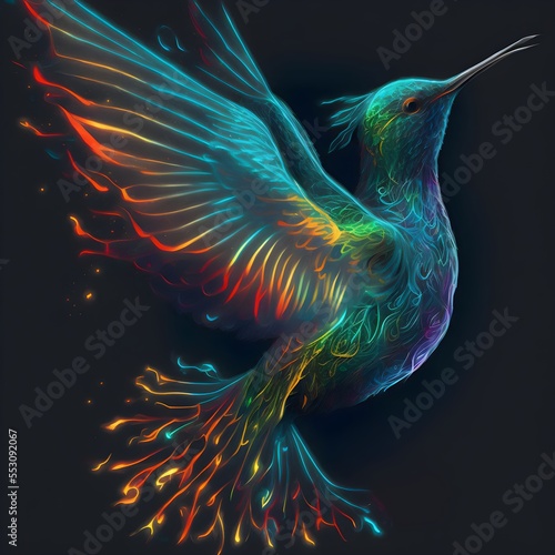 A beautiful neon colored humming bird