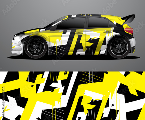 Rally car decal graphic wrap vector, abstract background