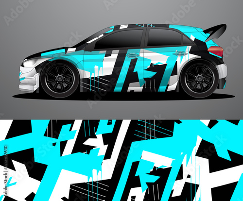 Rally car decal graphic wrap vector, abstract background