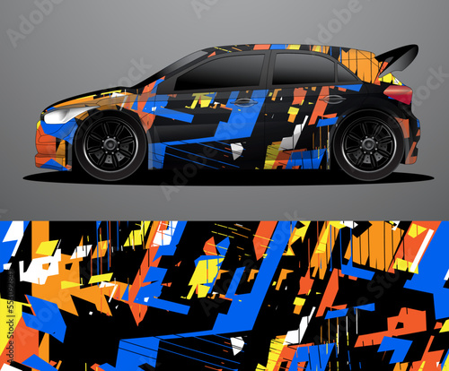 Rally car decal graphic wrap vector, abstract background